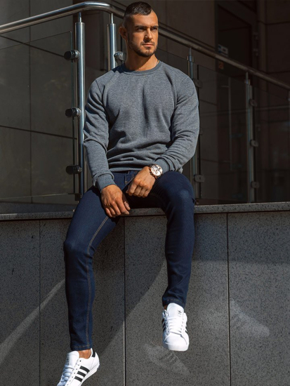 Мъжки суитшърт без качулка цвят антрацит Bolf 2001