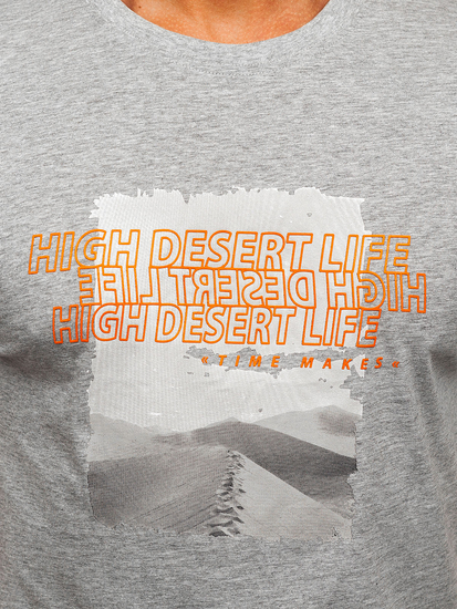 Сива памучна мъжка тениска с щампа Bolf MPO3465