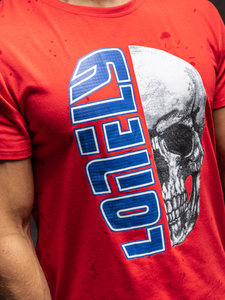 Тъмносиня мъжка тениска с принт Bolf Y70012