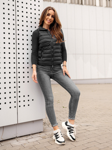 Черен капитониран дамски елек Bolf 23077A