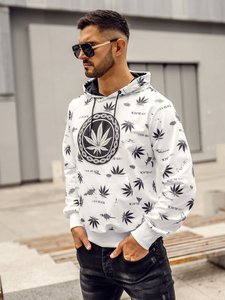 Бяла мъжка качулка с щампа Bolf HM628A