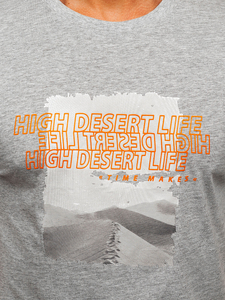 Сива памучна мъжка тениска с щампа Bolf MPO3465