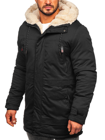 Черно мъжко яке зимно парка Bolf 22M51
