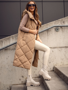 Камила дълга ватирана дамска жилетка Bolf 5M3165A