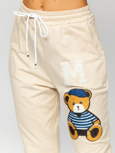 Бежов дамски анцуг с апликации Bolf 52308