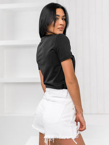 Черна дамска тениска без принт Bolf SD211