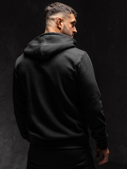 Черен мъжки суичър с качулка с цип Bolf HW2787A1