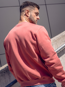 Плътен мъжки суичър без качулка в цвят сьомга Bolf 2001A