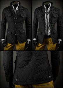 Черно елегантно капитонирано мъжко яке Bolf 802A