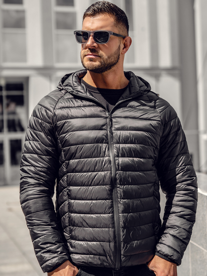 Черно капитонирано преходно мъжко яке Bolf 58M13021A