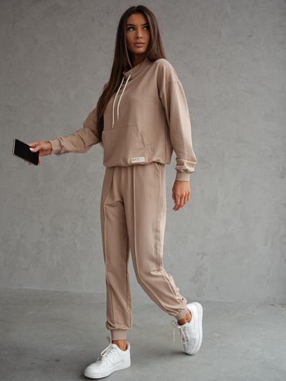 Дамски двуцветен спортен комплект бежов Bolf 82162
