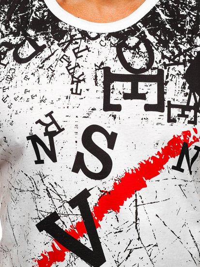 Бял мъжки потник с принт Bolf 14826