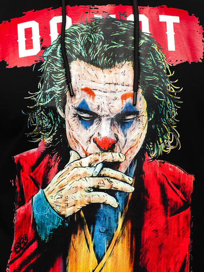 Черен с принт мъжки суитшърт с качулка Bolf 6384