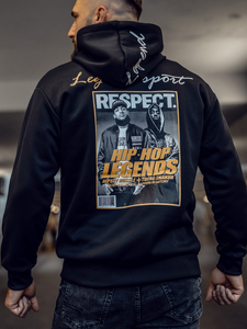 Черен мъжки суичър кенгуру с щампа Bolf M280