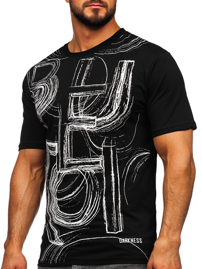 Черна мъжка тениска с принт Bolf KS2525T