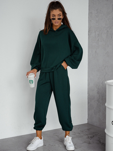 Дамски двуцветен спортен комплект с качулка бутилков Bolf 525