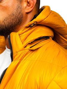 Камел-черно капитонирано мъжко зимно яке Bolf 6593