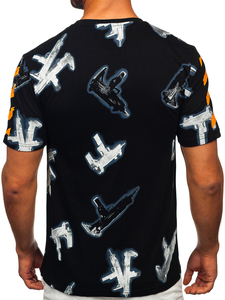 Черна памучна мъжка тениска с щампа Bolf MPO3471