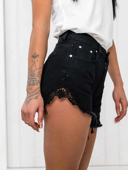 Черни къси дамски дънкови панталони Bolf JK688A1