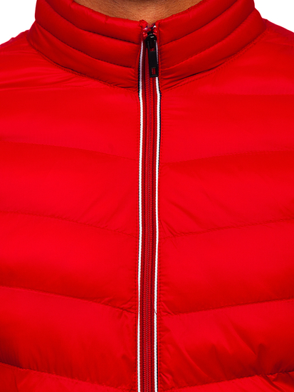 Мъжко зимно спортно капитонирано яке червено Bolf 1100