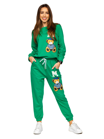 Зелен дамски анцуг с апликации Bolf 52308