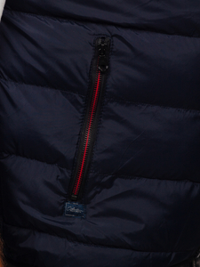 Тъмносин мъжки капитониран елек с качулка Bolf 6875