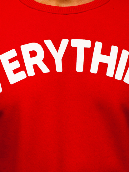 Червен с принт мъжки суитшърт без качулка Bolf 181905