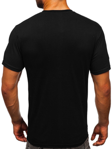 Черна памучна мъжка тениска с щампа Bolf KS1997