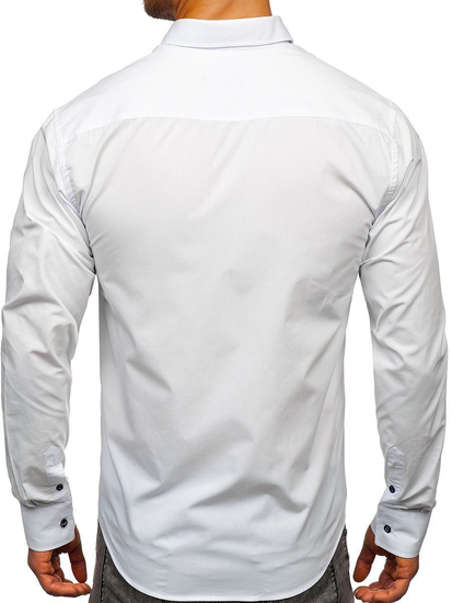 Мъжка елегантна риза с дълъг ръкав бяла Bolf 8838-1