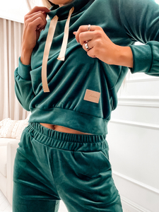 Зелен плюшен дамски комплект от две части Bolf 637