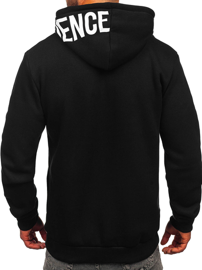 Черен дамски суитшърт с качулка и принт Bolf 147050