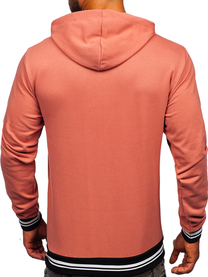 Мъжки суитшърт с качулка в цвят сьомга Bolf 145369