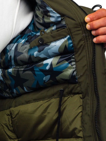 Мъжко зимно яке парка зелено Bolf 1795 