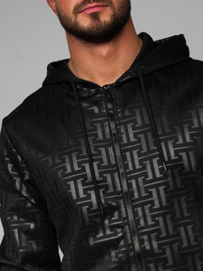 Черен мъжки анцуг с качулка Bolf 3A161