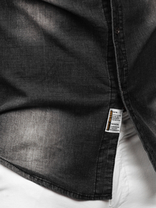 Черна мъжка дънкова риза с дълъг ръкав Bolf MC703N