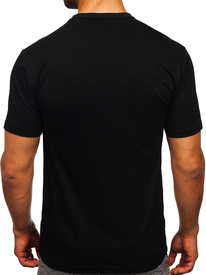 Черна памучна мъжка тениска с щампа Bolf 5041