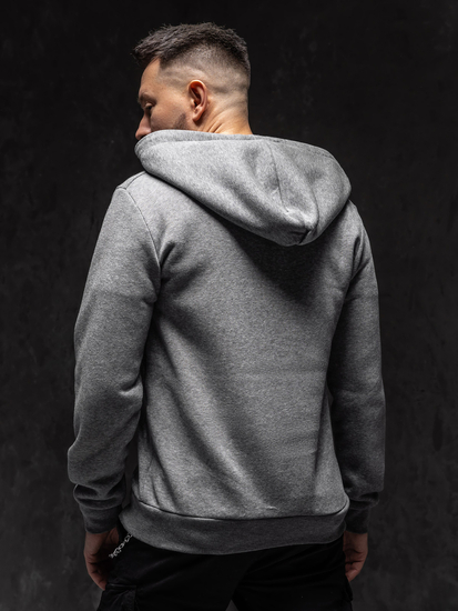 Тъмносив мъжки суичър с качулка с цип Bolf HW2787A1