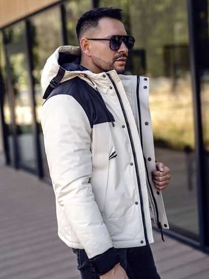 Бяло мъжко зимно яке Bolf J1905