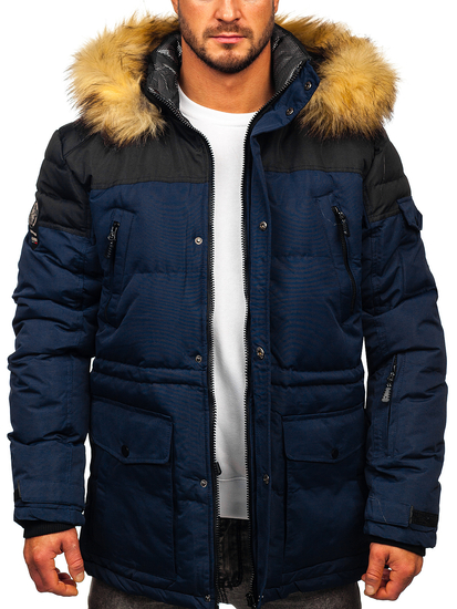 Тъмносиньо мъжко спортно зимно ски яке Bolf 6400