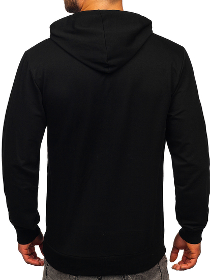 Черен мъжки с принт суитшърт с качулка Bolf 6139