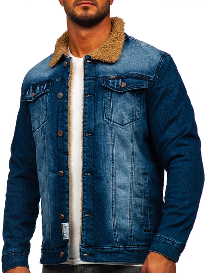 Тъмносиньо подплатено дънково мъжко яке Bolf MJ520BS