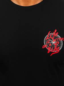 Черна памучна мъжка тениска с щампа Bolf MPO3555