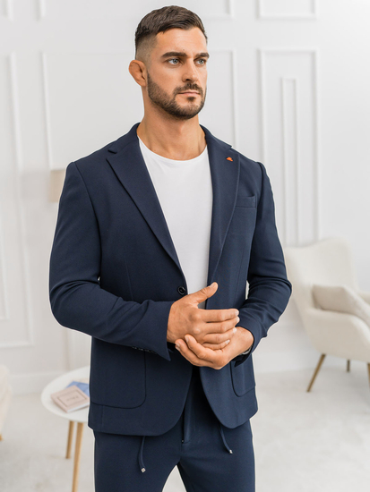 Ежедневен тъмносин мъжки костюм Bolf 01