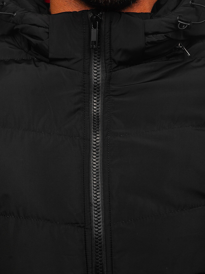 Черно капитонирано мъжко зимно яке Bolf 6971