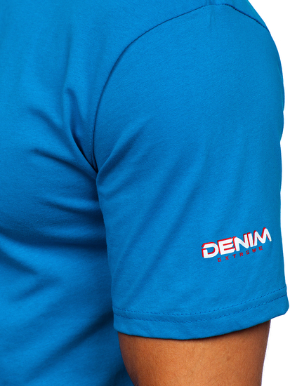 Небесносиня мъжка памучна тениска Bolf 14731