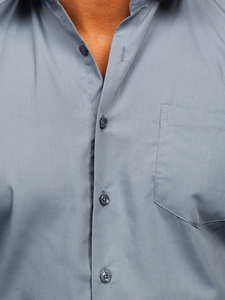 Антрацитна мъжка елегантна риза с дълъг ръкав Bolf M14