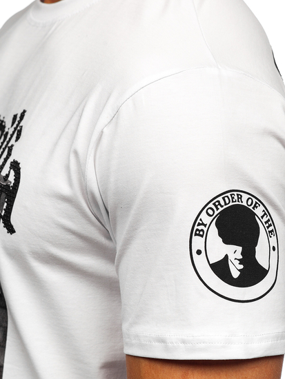Бяла мъжка тениска с апликации Bolf 21004