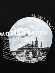 Черна памучна мъжка тениска с щампа Bolf MPO3466