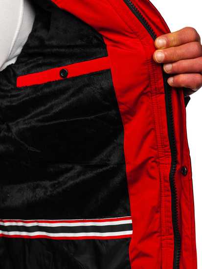 Черно дълго мъжко капитонирано зимно яке Bolf 6476