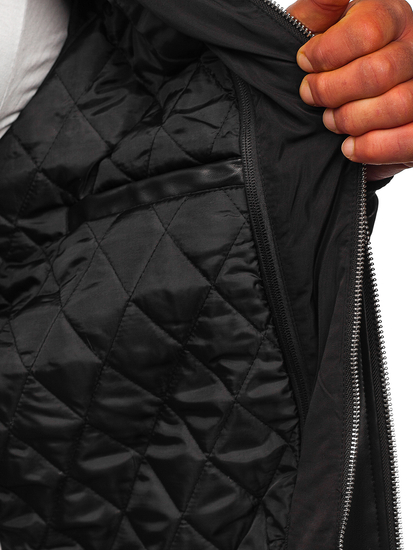 Черно мъжко кожено яке бомбър Bolf 11Z8004